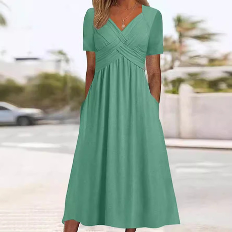 Dress payung lengan pendek polos