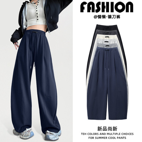 Celana jogger fleece wide-leg