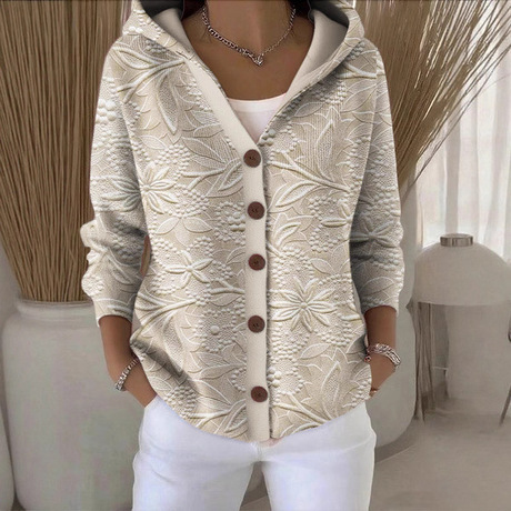 Jaket hoodie rajut print 3D